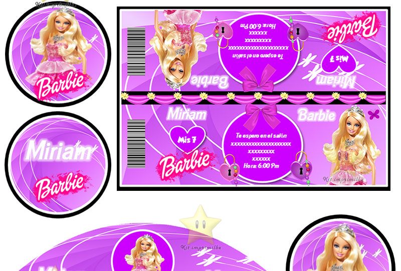 Kit Imprimible Barbie Candy Bar Golosinas Personalizadas kit imprimibles